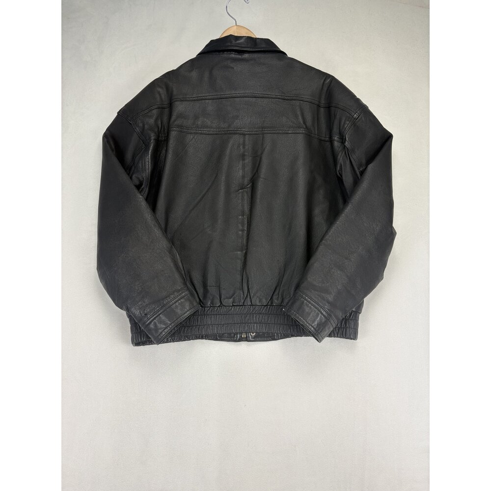 St. John's Bay Men's Black Leather Bomber Jacket L - Picture 3 of 10